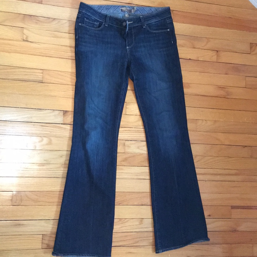 Paige Blue Laurel Canyon Boot Cut Jeans - Premium Denim - Dark Blue color